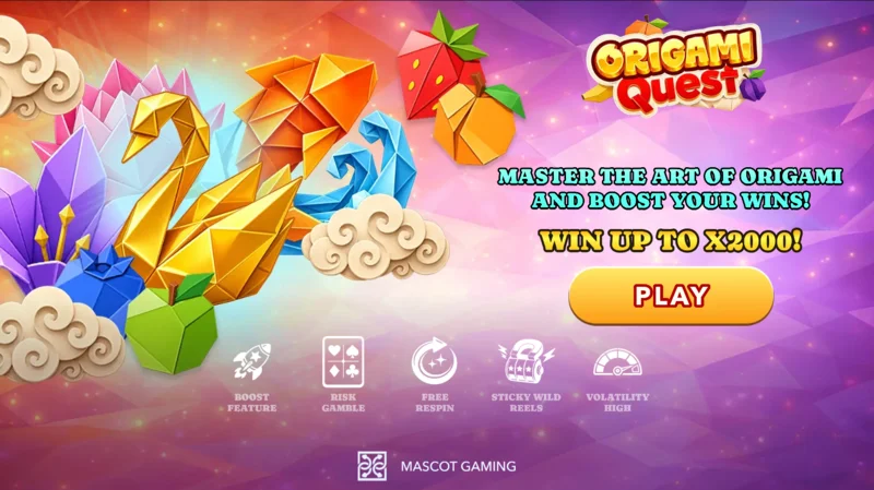 Origami Quest - glavni zaslon s bubnjevima i simbolima origamija
